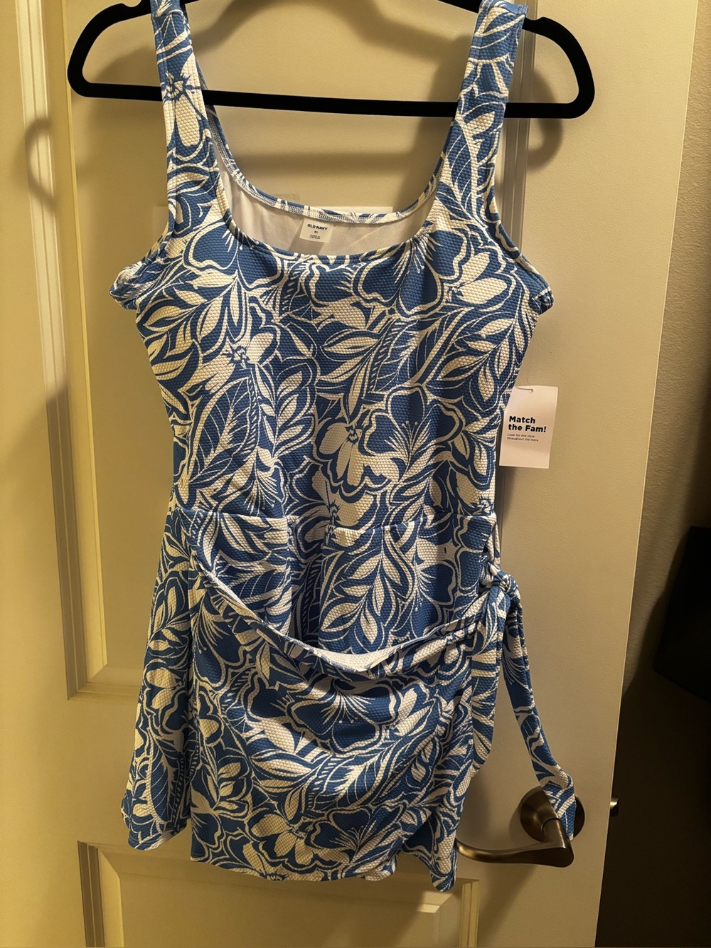 Old Navy Blue and White Floral Swimsuit